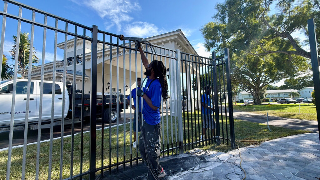 Finished electrostatic painted fence section